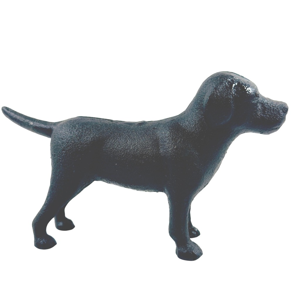 Cast Iron Black Labrador Retriever Dog Figurine Paperweight Bookend Rustic Farm